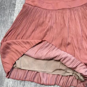 ee:some NEW Mini Pleated High Waisted Dress Short Womens S Coral Romantic Flowy thumbnail 4