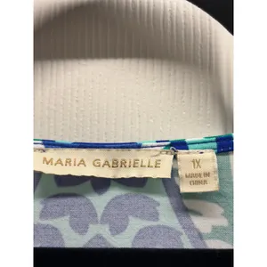 Maria Gabrielle Size 1X Blue Paisley Sleeveless Rhinestone Keyhole Neck Top thumbnail 6