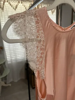 Target Peach Satin Maxi Dress With Lace Trim thumbnail 5