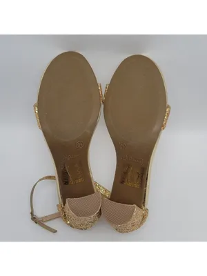 J Adams Shirley Gold Glitter Ankle Strap Heeled Sandals Size 8.5 thumbnail 9