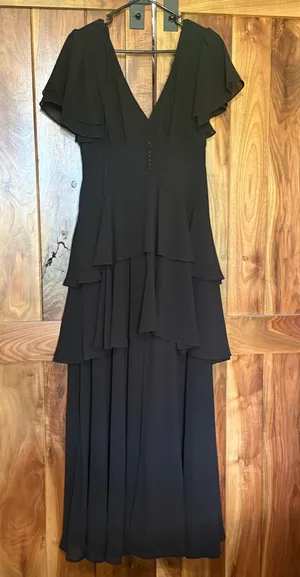 Lulus Midnight Mood Black Tiered Maxi Dress - Size M thumbnail 1
