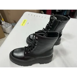 Womans NWT NOBO Platform Combat Boots 8.5 Black Lace Up Side Zip thumbnail 6