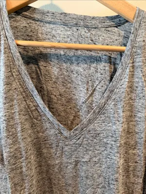 Madewell Large Whisper Cotton Heathered Gray V-Neck Short Sleeve Tee thumbnail 5
