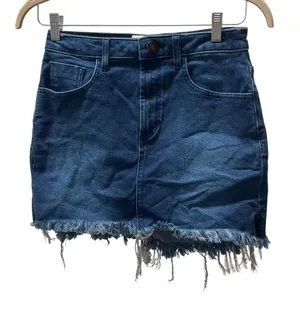 One Teaspoon Sz 26 Blue Cut Off Raw Hem Denim Jean Mini Skirt 5-Pocket Casual thumbnail 1