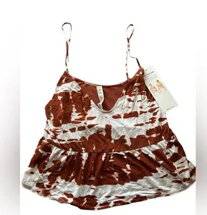 NWT ALO YOGA Flutter Tank Sunbaked Tie Dye size S Mesh Cropped Peplum Sexy Fun thumbnail 1