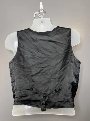 Vintage Basic Editions Suit Vest Womens Large Black Halloween Button Front Lined thumbnail 5