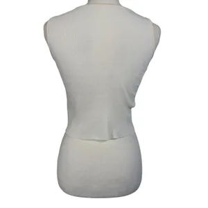 Italia Ribbed Crop Tank Top Womens One Size Cream Blue Graphic Made in Italy Y2K thumbnail 11