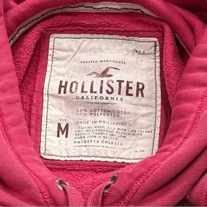 Y2K Hollister Spellout Pink Hooded Pullover Comfort Collegiate Coastal Size M thumbnail 10