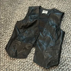 Sunday Best Aritzia Black Leather Open Vest Size 0 thumbnail 1
