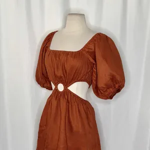Revolve FAITHFULL THE BRAND‎ Almero Linen Dress Brown Plain Spice Party X-Small thumbnail 7