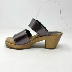 Sven Originals 2 Strap Buckle Wood Swedish Wooden Sandals Clogs Pewter 35 5 thumbnail 2