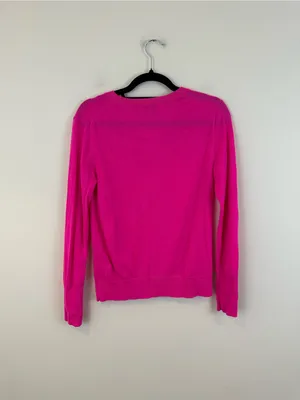 Nordstrom Fuchsia Merino Wool Blend V-Neck Women's Sweater Size Small thumbnail 5