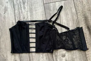 Black faux leather bustier bra - Victoria’s Secret thumbnail 3