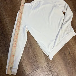 Adidas Crewneck Sweatshirt Cream Tan Black Embroidered Logo Pullover‎ Womens S thumbnail 9