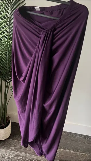 Women's Draped Midi Skirt in Deep Plum thumbnail 1