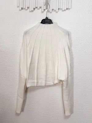 Miss Sparkling Ivory Ribbed Mock Neck Dolman Sleeve Sweater Size XL NWOT thumbnail 2