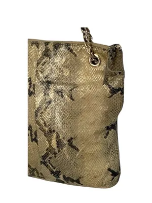 DKNY 𖤐 Convertible Crossbody Leather Handbag 𖤐 Metallic Python 𖤐 Gold Chain thumbnail 7