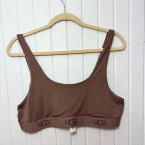 UGG Mauve‎ Brown Logo Elastic Scoop Bralette Size XL NEW thumbnail 2