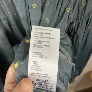 By Anthropologie Women’s Ruffled Peasant Blouse in Blue/Gold Metallic M thumbnail 16