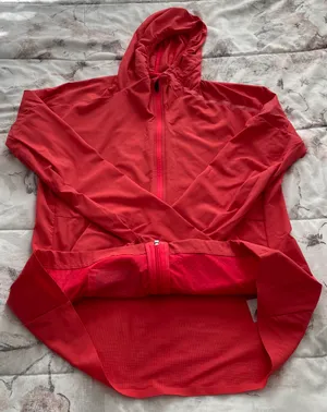 Orange Coral Hooded Full Zip Lined Pockets Logo Windbreaker, size M thumbnail 7