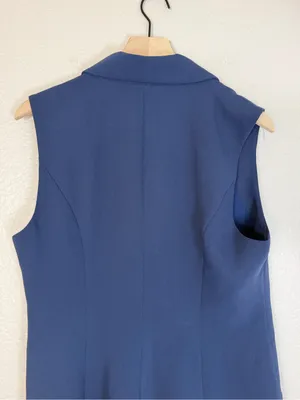 New Good American Luxe Suiting Sleeveless Blazer Dress Navy Blue Rinse Size 3 L thumbnail 10