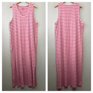Pact Maxi Tank Dress Size XL Purple Striped Organic Cotton Tee Shirt Knit Casual thumbnail 2