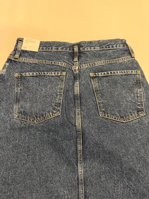 Mango Denim Midi Skirt NWT Medium with slit  thumbnail 5