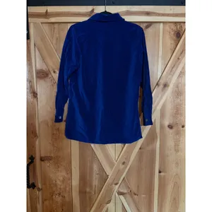 Vtg 80s 90s Blue Velvet Button Down Shirt Womens S Gothic Whimsigoth Blouse thumbnail 2