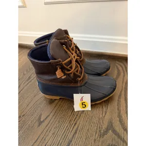 Sperry Women's Saltwater Duck Boot, Tan/Navy, Size 5 US NWT thumbnail 3