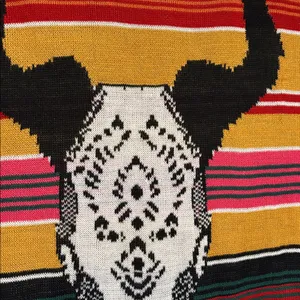 Southwestern Bull Skull Cape with Fringe by Three Bird Nest. thumbnail 2