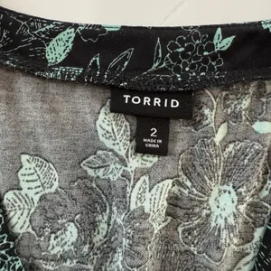 Torrid Black Aqua Floral Jersey Knit Faux Wrap Surplice Dress‎ Size 2X thumbnail 9