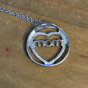Silver tone Mom pendant necklace thumbnail 3