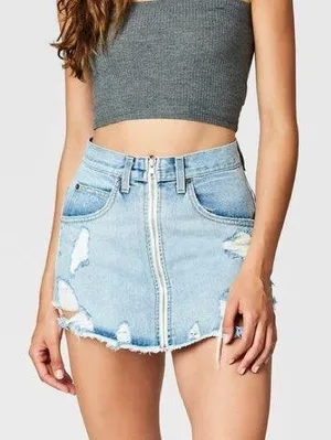 LF Carmar Beatrice Zip Front Denim Skirt thumbnail 1