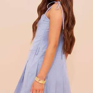Pretty Little Thing Dusty blue ruched pleated mini dress thumbnail 4