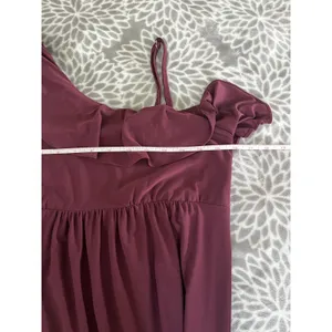 Soma One Shoulder Ruffle Dress sz Medium Purple Wine Soft Romantic Feminine Coquette thumbnail 5