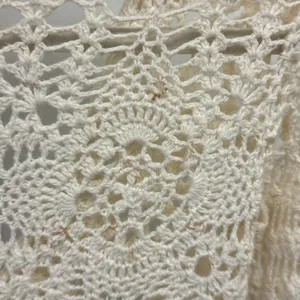 Y2K Coolwear USA Crochet Cardigan Cream Ramie Cotton Tie Front Boho Medium Boho thumbnail 10