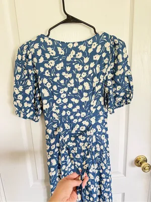 Reformation Beechwood Blue Floral Midi Dress thumbnail 7