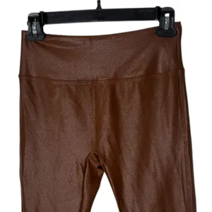 Shiny Metallic Leggings High Waist Tummy Control Pants Women‎ S Shiny Pull On thumbnail 3