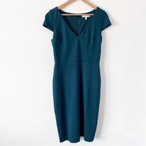 Dress the Population Jaleah Emerald Green Business Career V-Neck Sheath Dress thumbnail 2