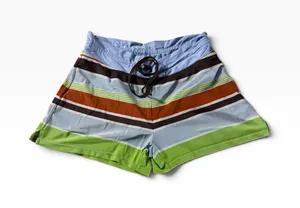 Athleta Women’s Size 8 Striped Board Shorts Swim Surf Blue Green Orange thumbnail 1