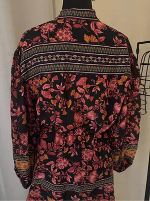 Alice + Olivia Sedona Floral Silk Blend Boho Mini Dress Tassel Tie Size 2 thumbnail 8
