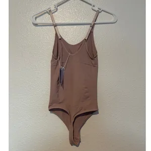 MANGOPOP NWT Size Small Bodysuit Adjustable Straps Thong Snap Closure Dusty Pink thumbnail 2
