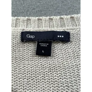 Gap Women's Large Honeycomb Crew Neck‎ Sweater Ivory Frost thumbnail 3
