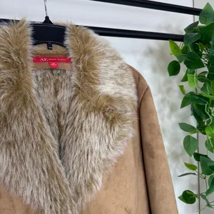 Anne Klein Trendy Faux Suede Penny Lane Coat size L Large Boho Western Shaggy thumbnail 7