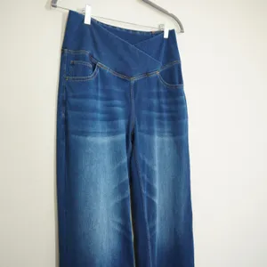 Halara Flex Denim High Waisted Crossover Wide Leg Jeans Leggings Blue Medium thumbnail 2