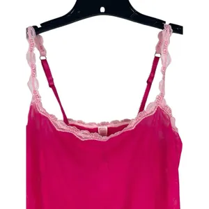 Y2K Pout By Victoria’s Secret Pink Sheer Mesh Lace Trim Cami Tank Top NWT L thumbnail 4
