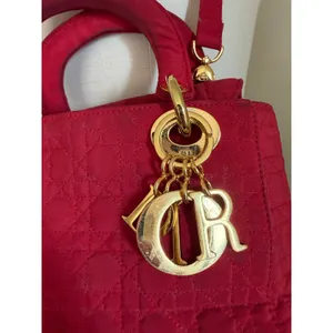Vintage Christian Dior Lady Dior Red Cannage Nylon Canvas Bag w/ Strap thumbnail 2