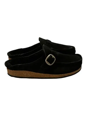 NWOT Birkenstock Buckley Black Suede Shearling Clogs Mules Moccasins Size 39 US 8-8.5 Narrow thumbnail 3