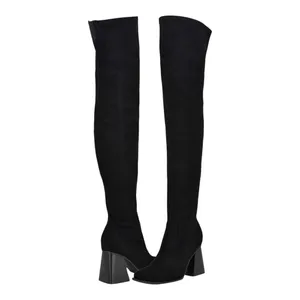 Nine West Black Stretch Over the Knee Boots Square Toe Block Heel Size 8 NWOT thumbnail 2