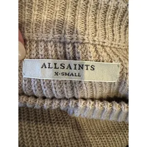 AllSaints Sweater Women XS Tan Crew Neck Cotton‎ Knit Aria Laced Short Jumper thumbnail 10